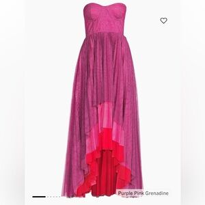 Strapless Tiered Fuchsia and Coral gown